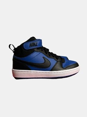 Nike Jordan 1 Mid-Top Sneaker in Black & Blue 5 Youth